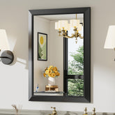 Briivue bathroom mirror over sink with black frame delivers a crisp, distortion-free reflection.