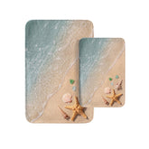 Britimes Beach Starfish Sea Shell Bath Rugs set shown together for coordinated bathroom dΓ©cor.