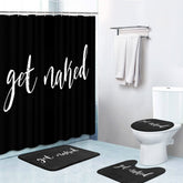 Britimes Get Naked Black shower curtain with waterproof fabric for quick drying.
