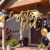 Briwooody Congrats Grad Sign gold outdoor backdrop enhances photo moments