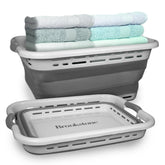 Brookstone 11gal XL collapsible basket expanded view for laundry organization and easy access