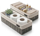 Brookstone over the toilet wicker basket pair for bathroom organization