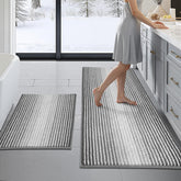 BSICPRO bath mats set in gray with plush chenille fibers for luxurious, comfortable feet.