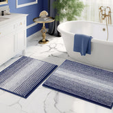 BSICPRO navy 20x32 bath rug in plush chenille for spa-like comfort