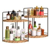 BSTSLL bathroom counter organizer with a 2-tier wooden design for cosmetics.
