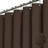 BTTN brown shower curtain with linen texture for elegant privacy.