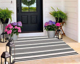 BUAGETUP black and white outdoor rug front door mat durable and washable for entryways.