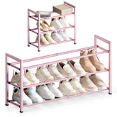 Bumusty 3-Tier Expandable Shoe Rack assembling in a closet for organized storage.