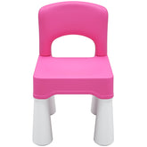 burgkidz pink plastic kids chair front view, lightweight and sturdy for toddlers