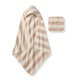 Burt's Bees Baby hooded towel with absorbent knit terry for quick drying after bath.
