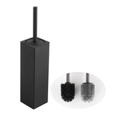 BVL toilet brush with black square holder showcases modern, space-saving bathroom storage.
