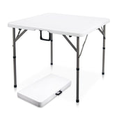 Byliable 34in square folding table folded for compact storage