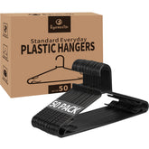 Byomostor black plastic hanger with four hooks for organized outfits.