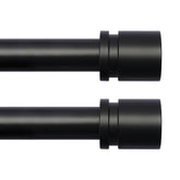 Byondeth curtain rod in black finish with aluminium finials for a refined look