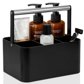BYUNER black shower caddy with handle for easy transport and grab-and-go organization.