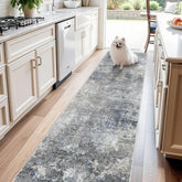 BYYVOO blue-gray hallway runner in front view, elevating entryway appeal.