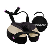 Cabeau travel neck pillow with strap helps secure posture during flights.