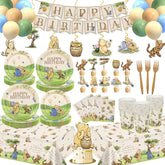 Caisehabu Winnie Bear plates with vintage Pooh design, ideal for cake and snacks