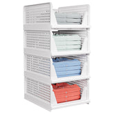 caktraie 4-pack stackable closet storage basket front view highlights space-saving organization