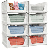 caktraie 8-pack stackable storage basket assembly for organized shoes and clothes