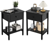CALERTAIN nightstands with closed drawers for tidy bedside storage.