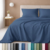 California Design Den queen 600-thread-count sateen sheets in royal navy blue offer hotel-grade softness.