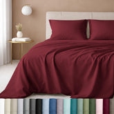 California Design Den brick red queen flat sheet with silky sateen finish for a luxurious feel.