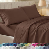 California Design Den espresso brown sateen close-up shows silky texture and premium weave