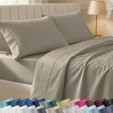 California Design Den flat sheet taupe – silky, breathable Cal King comfort