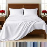 California Design Den king flat sheet close-up in smooth 500TC sateen for everyday luxury.