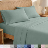 California Design Den king deep-pocket sheets fitted securely on tall mattresses.