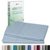California Design Den luxuriously soft blue pillowcase set with 600 thread count.