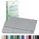 California Design Den luxuriously soft pillowcase closeup with sateen finish for nightly comfort