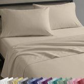 California Design Den natural cotton sheets with flat top sheet for breathable comfort.