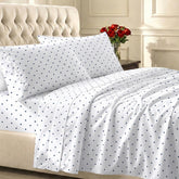 California Design Den polka dot sateen queen sheets add playful style and silky feel