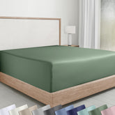California Design Den queen fitted sheet pine-green with a 14-inch pocket for secure fit