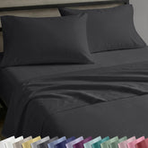 California Design Den queen flat sheet with sateen finish showing smooth, breathable texture