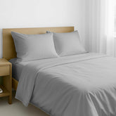 California Design Den queen flat top sheet shows smooth sateen finish for year-round comfort