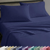 California Design Den queen navy top sheet with smooth sateen finish for year-round comfort
