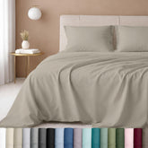 California Design Den queen deep-pocket sheets front view with luxuriously smooth sateen finish for all-season comfort.
