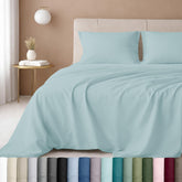 California Design Den seafoam flat sheet shows a soft breathable finish