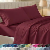 California Design Den burgundy queen flat sheet with silky smooth feel.