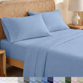 California Design Den queen sheet set with crisp percale texture for breathable comfort.