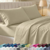 California Design Den soft-sateen beige flat sheet for silky nightly comfort
