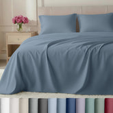 California Design Den split-king top sheet on bed shows hotel-style softness and sateen sheen