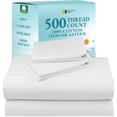 California Design Den striped queen flat sheet with smooth sateen finish for everyday comfort.