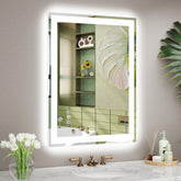 Callsky 24x32 LED mirror with dual front and back lighting for precise grooming