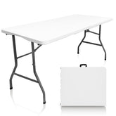 Camp Solutions 5ft folding table top view showing sturdy HDPE surface for dining