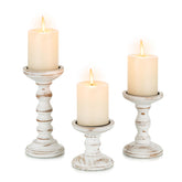 Candeldo pillar small candle holder in white wash for intimate tablescapes