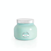 Capri Blue Volcano Aqua 19 oz jar candle with vibrant aqua glass for airy rooms.